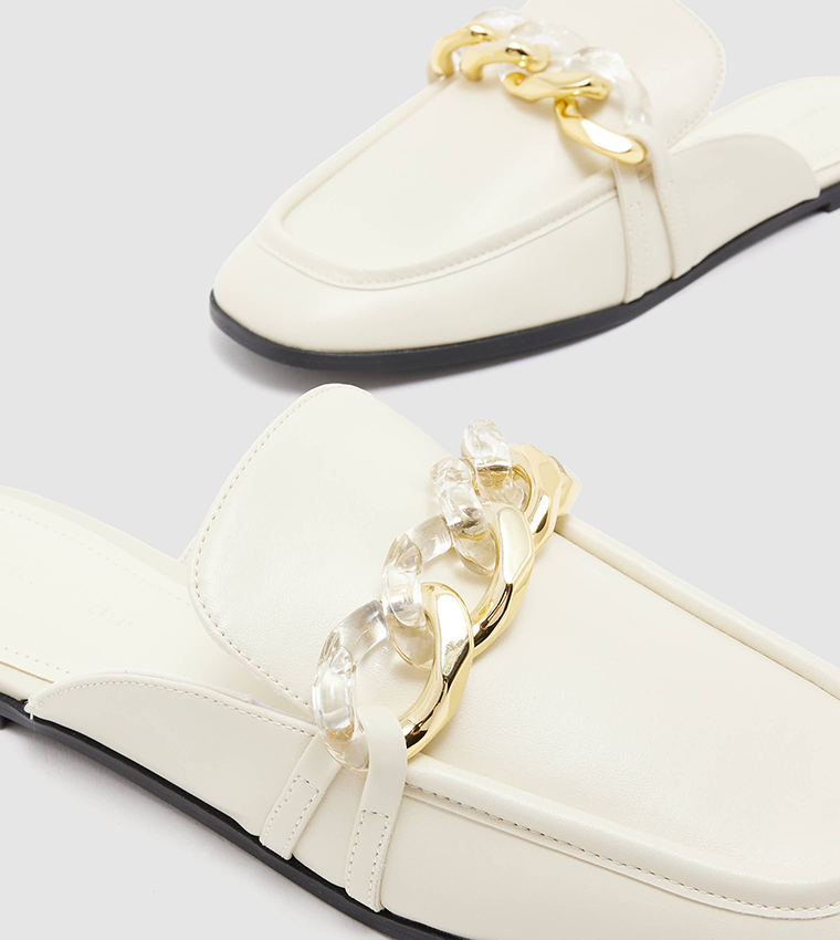 Chunky Chain-Strap Mules