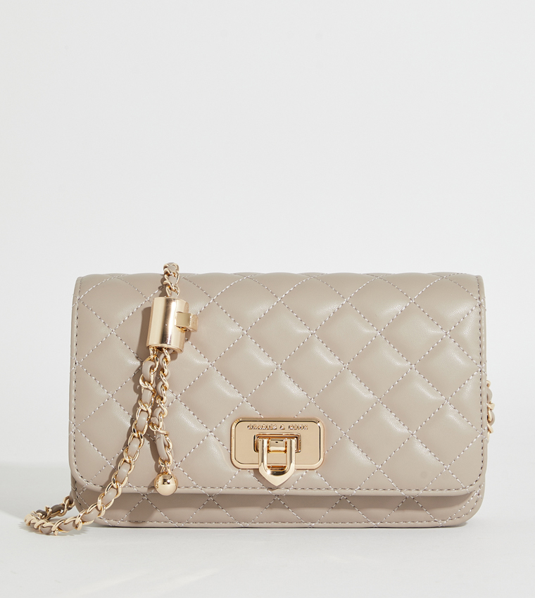 Cressida Quilted Chain Strap Bag - Beige