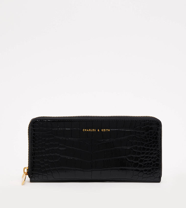 Croc Textured Zip-Around Wallet