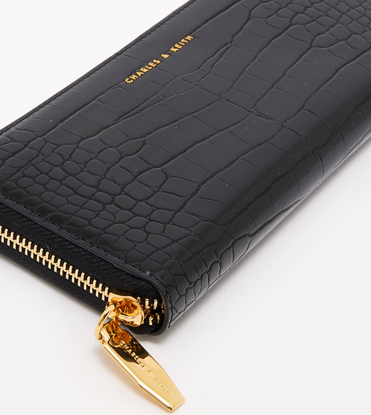 Croc Textured Zip-Around Wallet