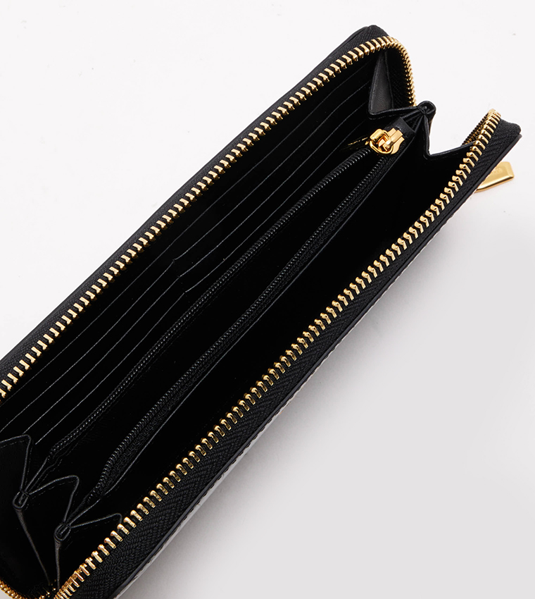 Croc Textured Zip-Around Wallet