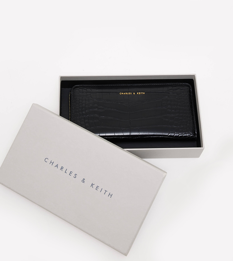 Croc Textured Zip-Around Wallet