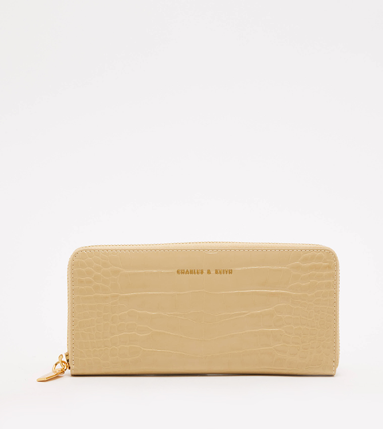 Croc Textured Zip-Around Wallet