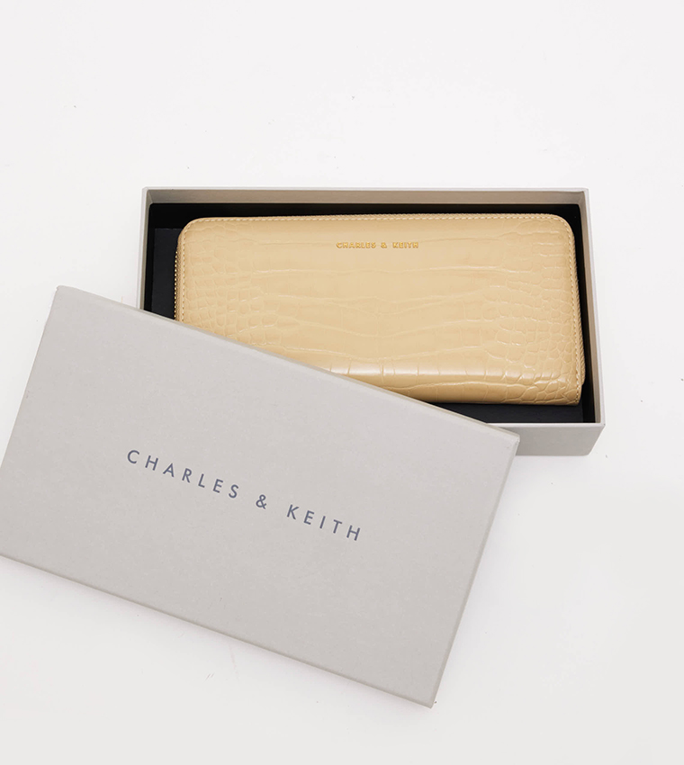 Croc Textured Zip-Around Wallet
