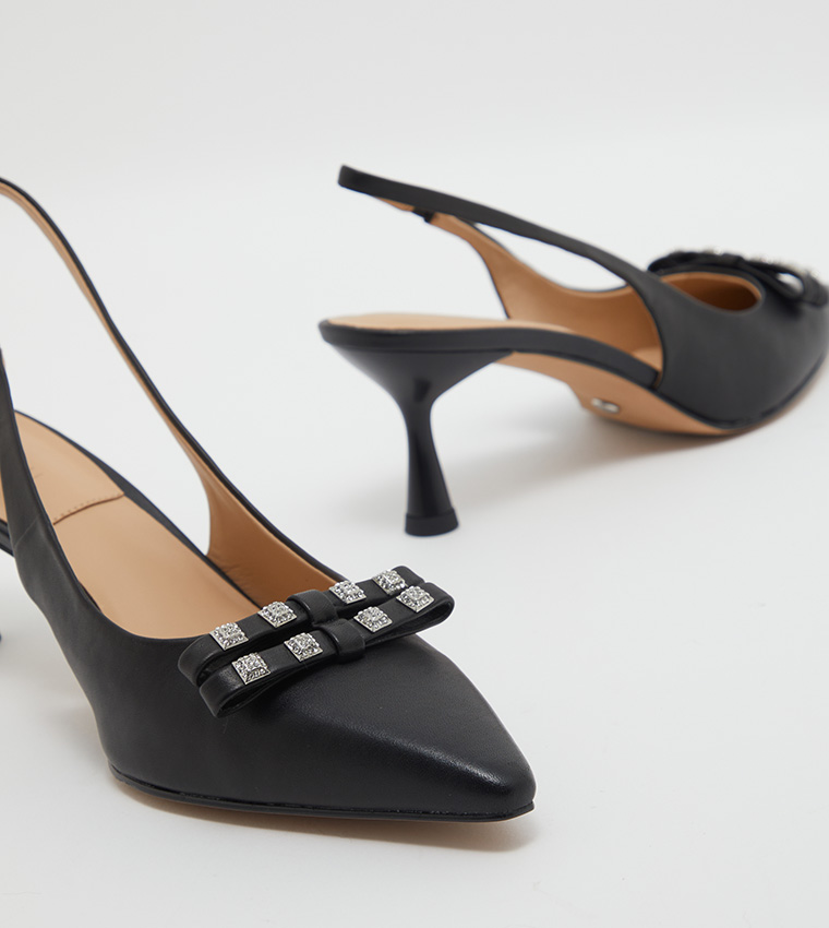 Buy Charles Keith Embellished Bow Slingback Pumps In Black 6thStreet Bahrain