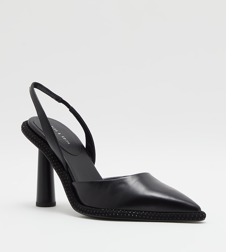 Embellished Pointed Toe Slingback Pumps