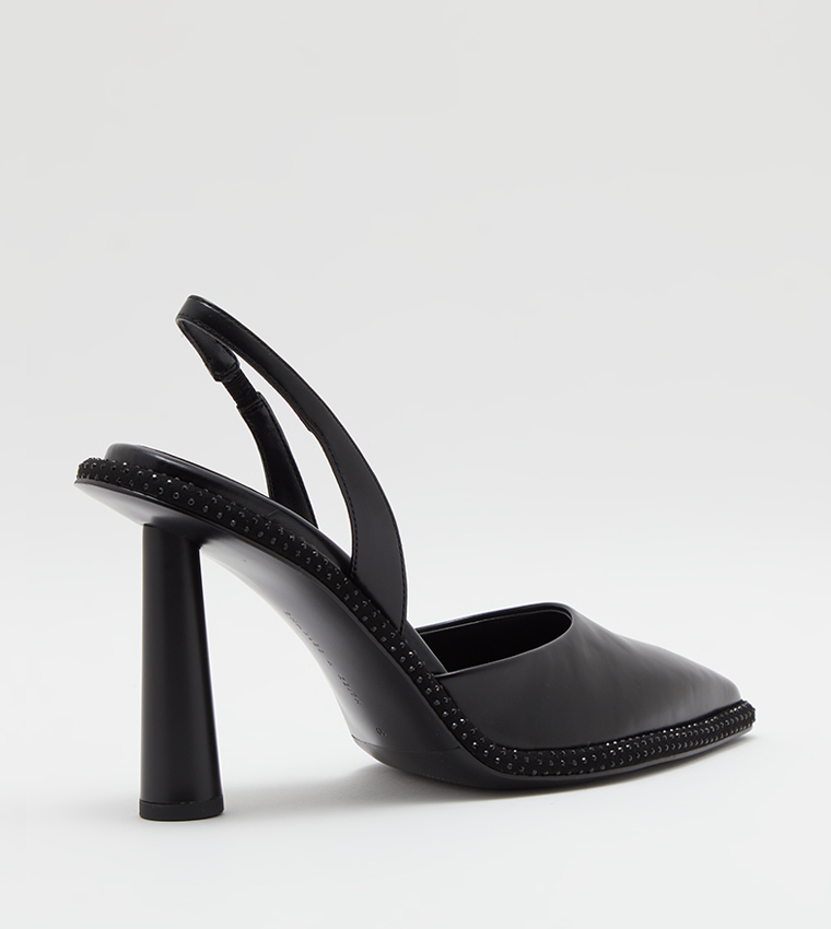 Embellished Pointed Toe Slingback Pumps