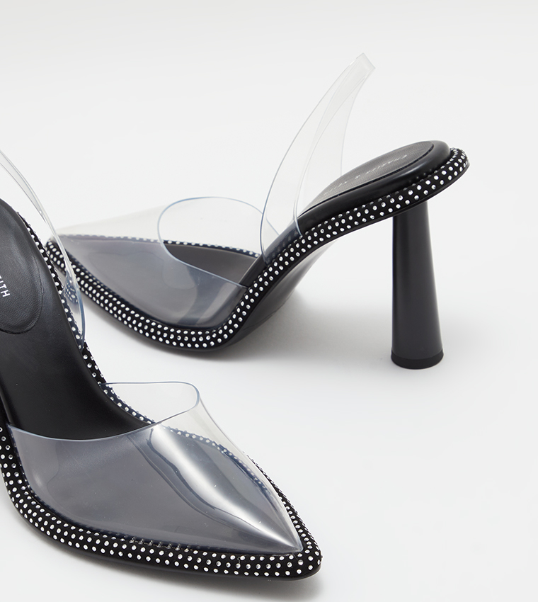 Embellished Pointed Toe Slingback Pumps