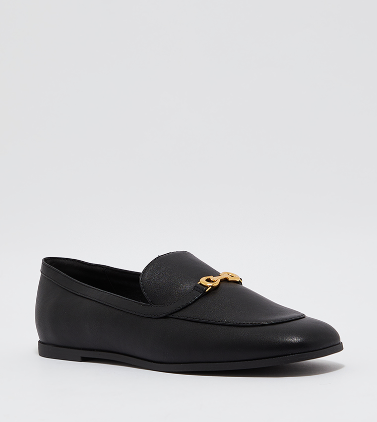 Black loafers discount with buckle