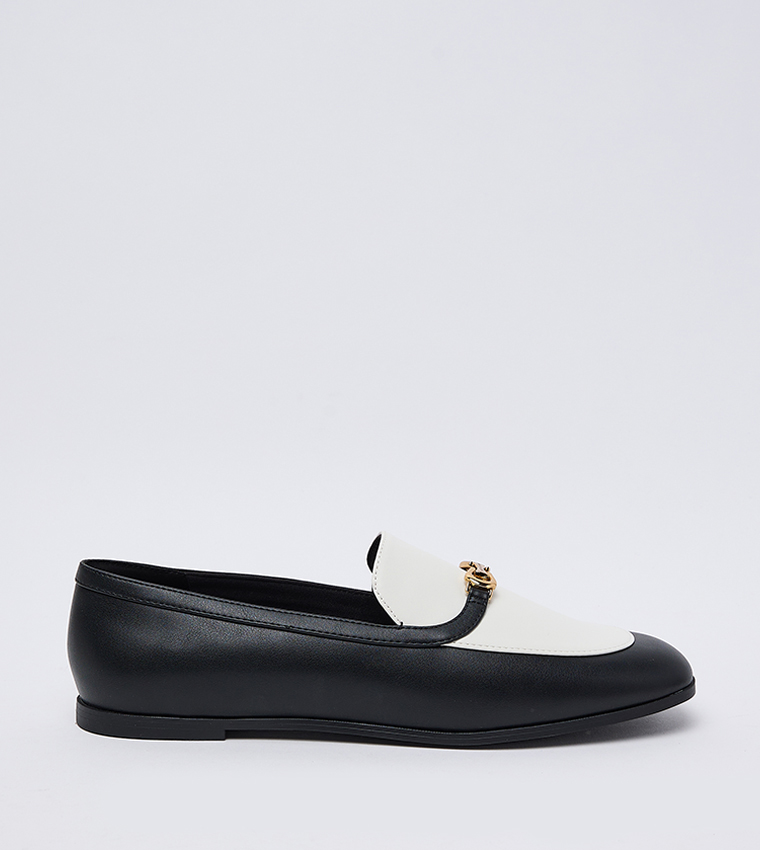 Metallic Accent Color Block Loafers