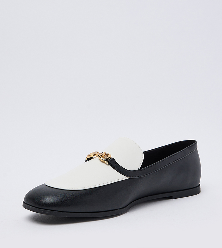 Metallic Accent Color Block Loafers