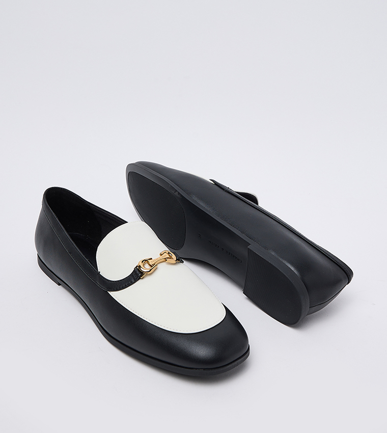 Metallic Accent Color Block Loafers
