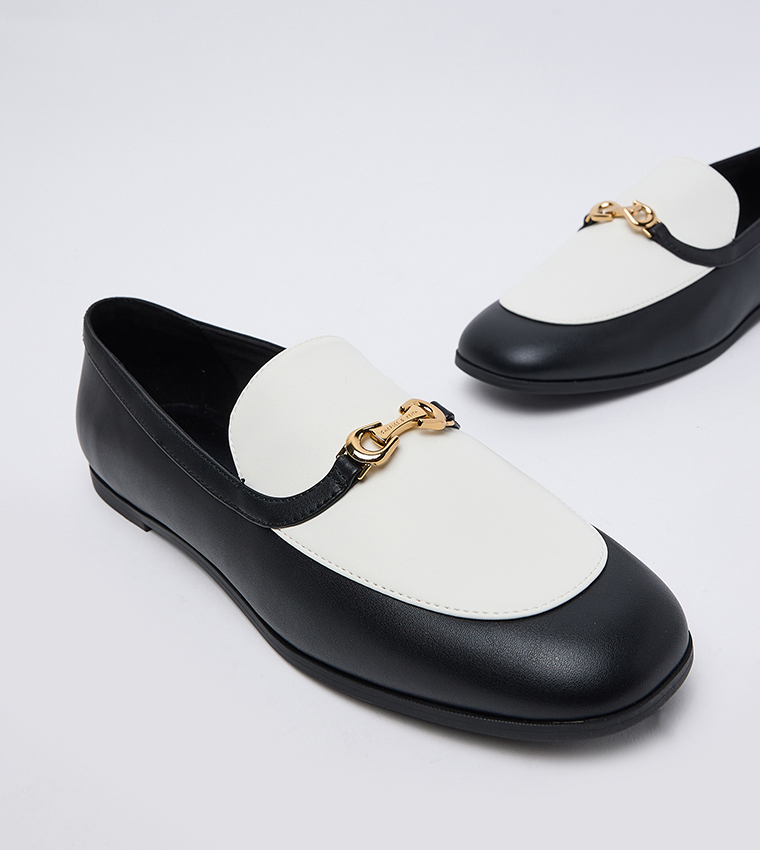 Metallic Accent Color Block Loafers