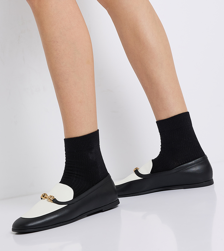 Metallic Accent Color Block Loafers