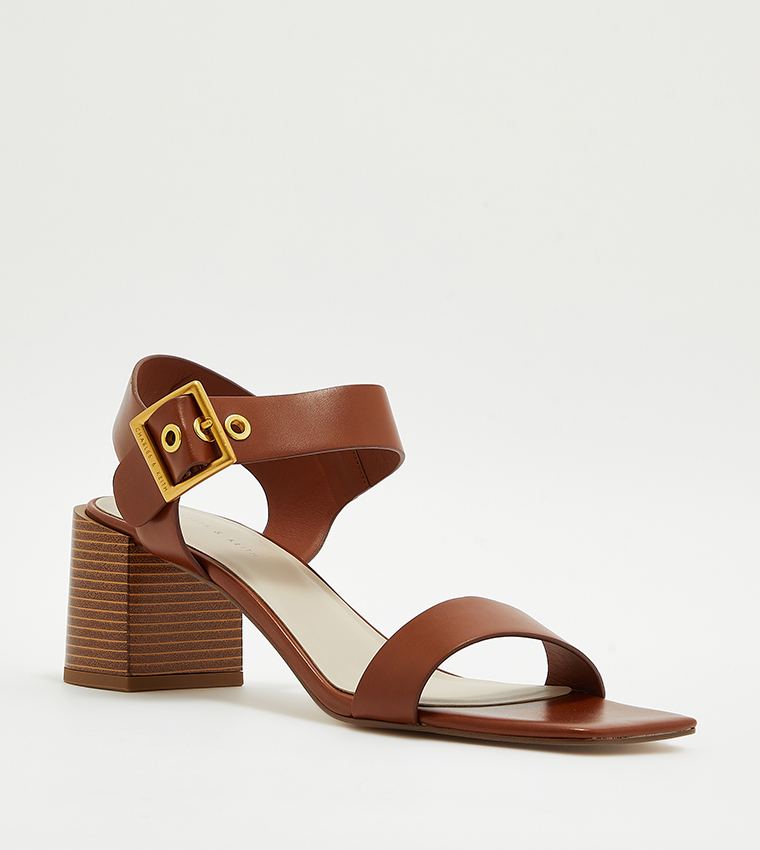 Buy Charles Keith Buckle Detail Block Heel Sandals In Cognac 6thStreet UAE