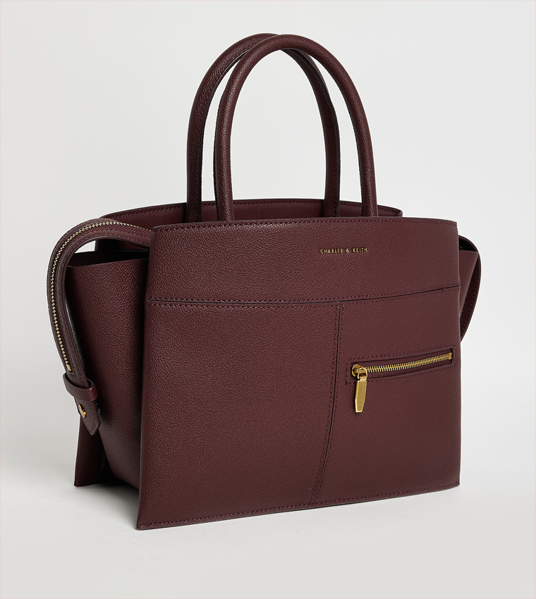 ANWEN Textured Trapeze Satchel Bag