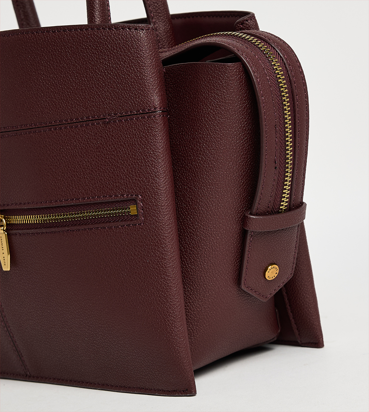 ANWEN Textured Trapeze Satchel Bag