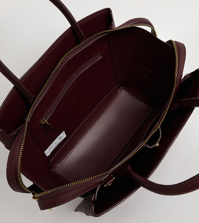 ANWEN Textured Trapeze Satchel Bag