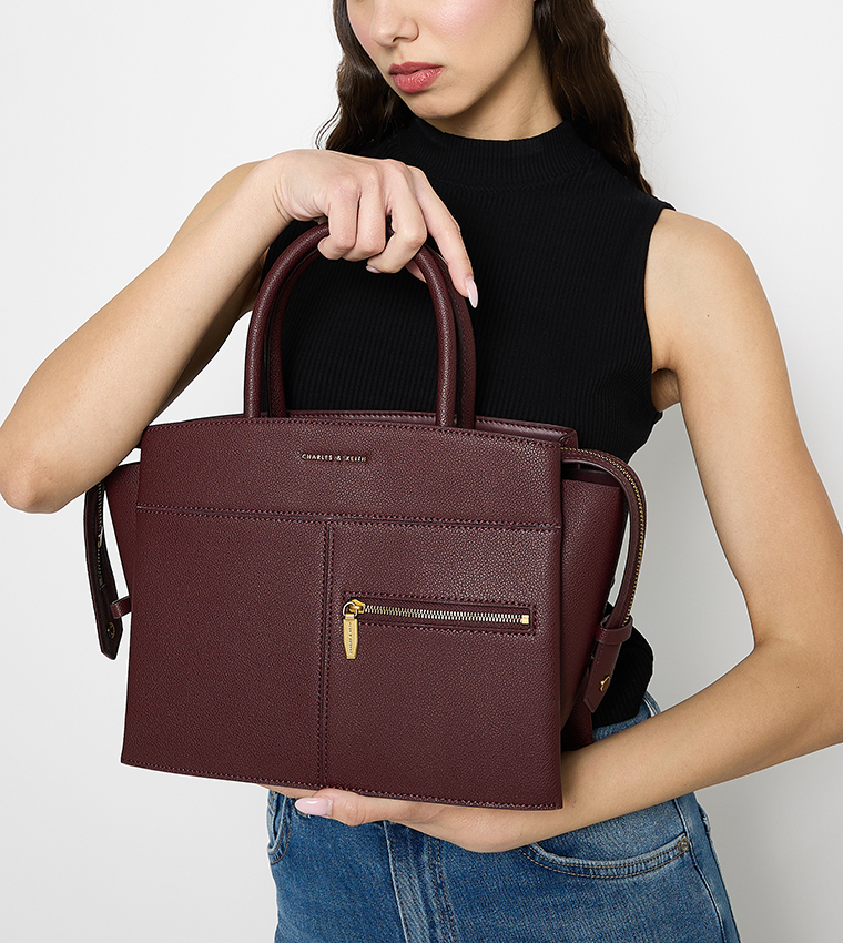 ANWEN Textured Trapeze Satchel Bag