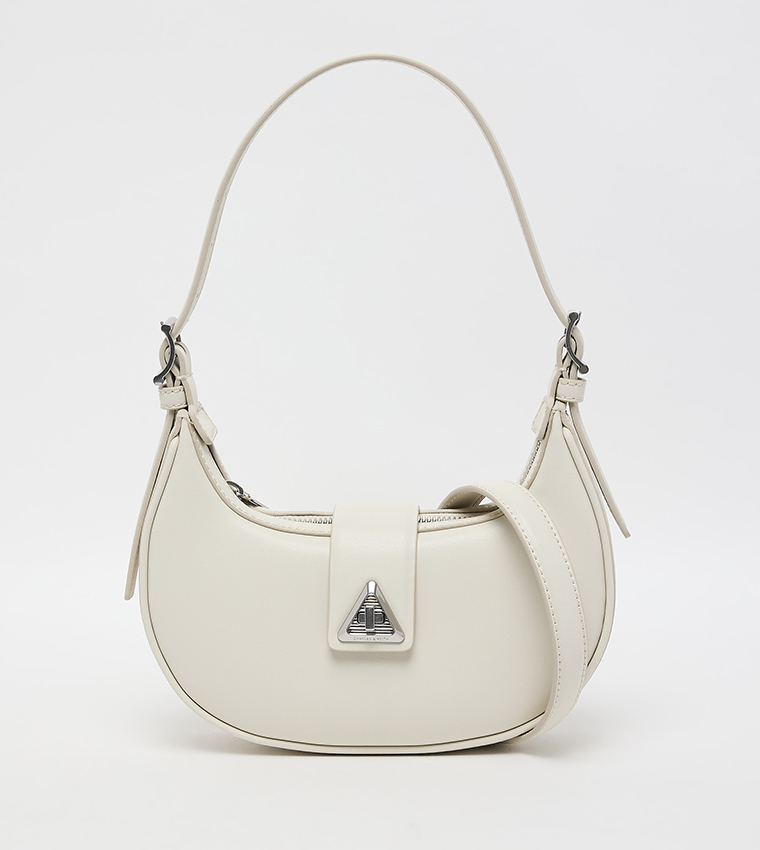 Textured Twist Lock Hobo Bag