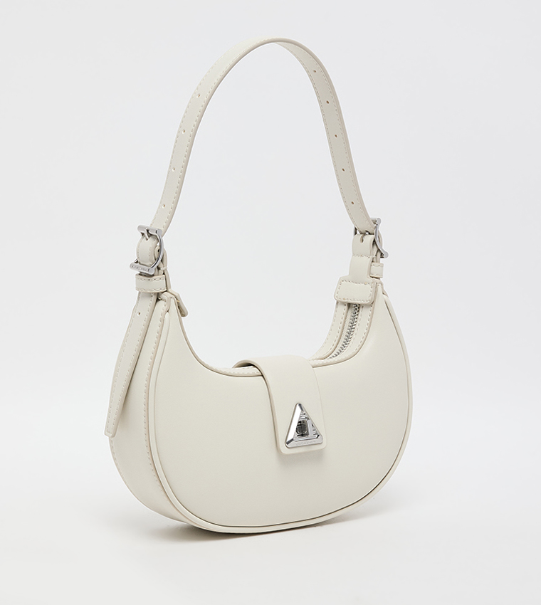 Textured Twist Lock Hobo Bag