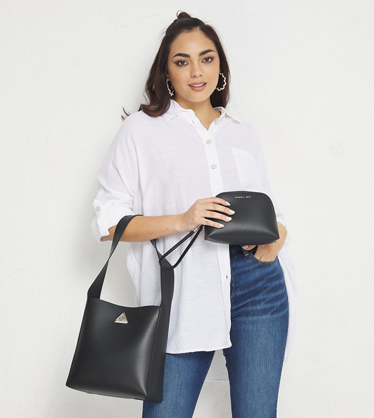 TRICE Logo Detail Shoulder Bag with Pouch