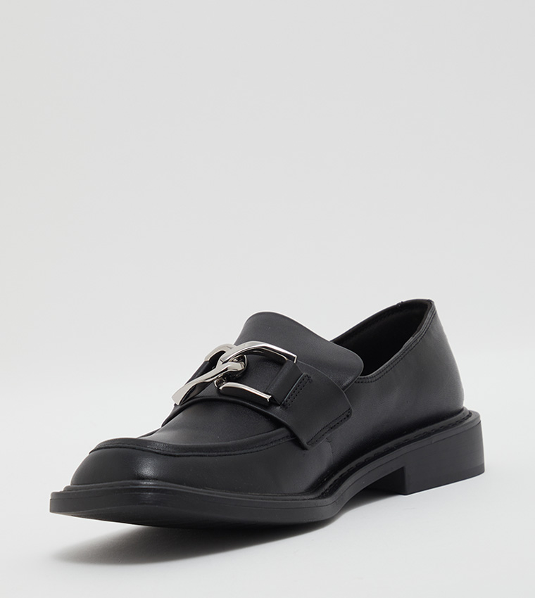 Buy Charles And Keith Metal Accent Penny Loafers In Black 6thstreet Qatar