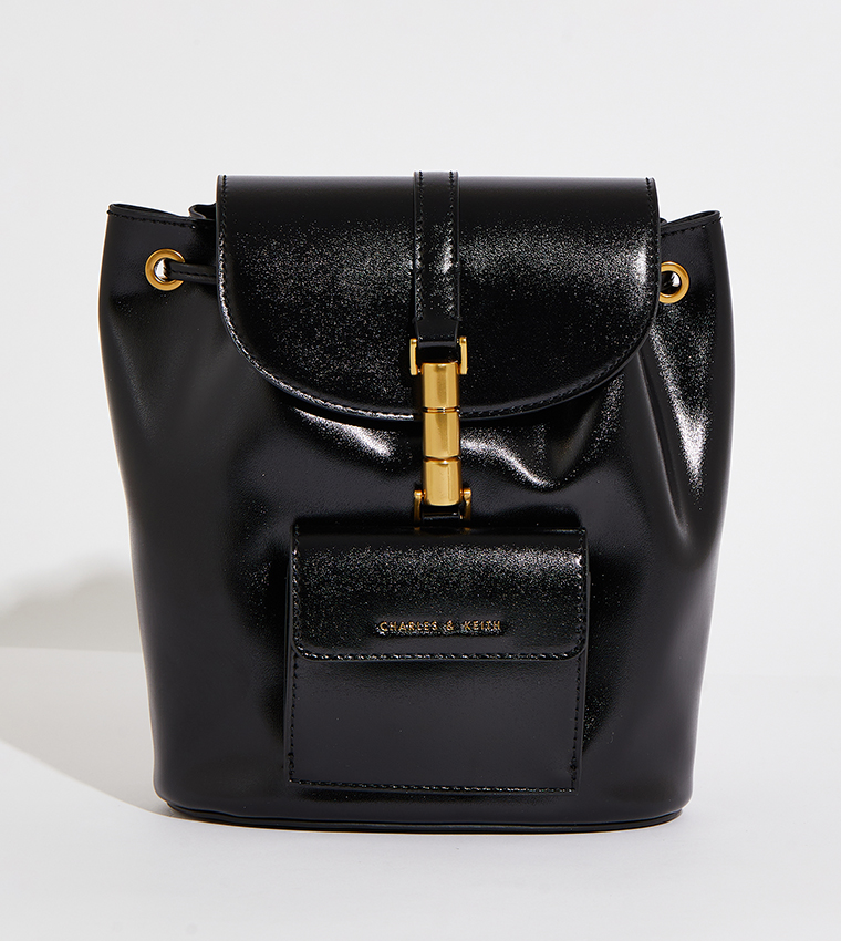 Buy Charles Keith Cesia Metallic Accent Backpack In Black