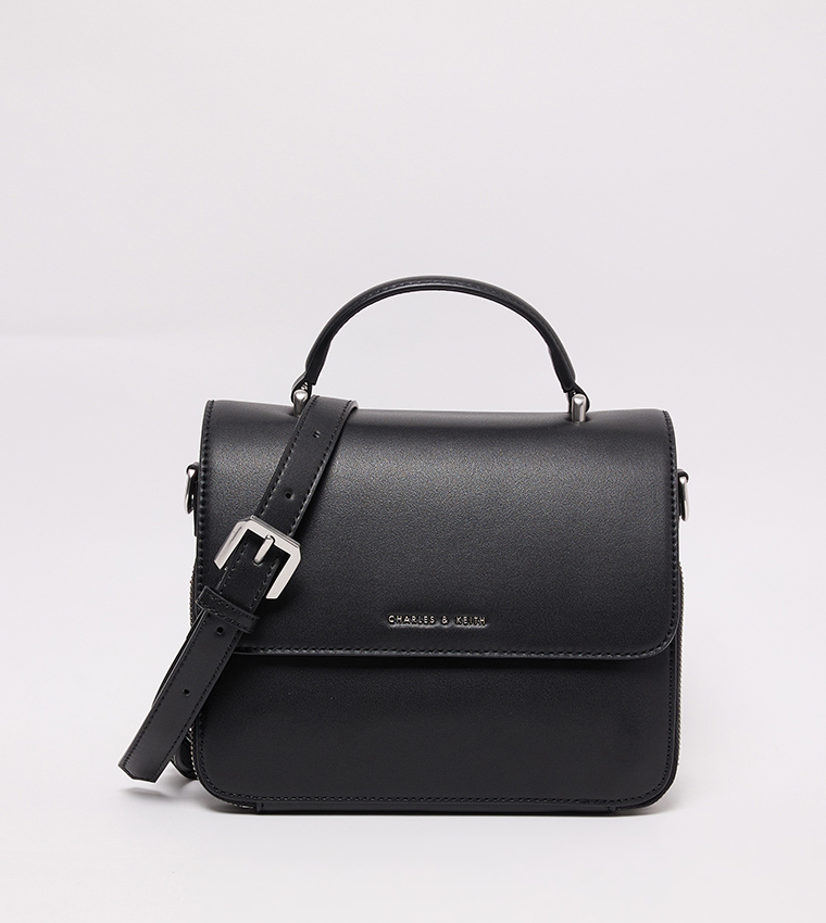 Textured Flap Top Handle Bag