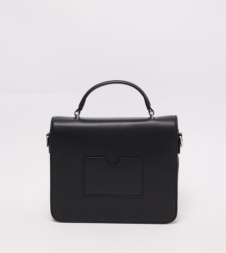 Textured Flap Top Handle Bag