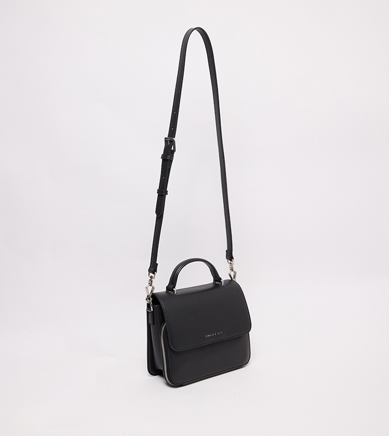 Textured Flap Top Handle Bag
