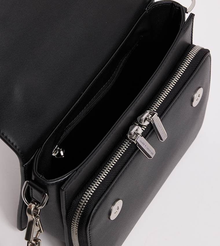 Textured Flap Top Handle Bag