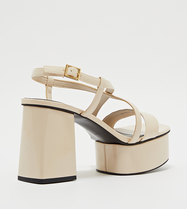 Patent Strappy Platform Heel Sandals