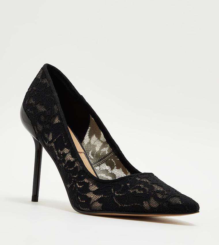 حذاء كعب دانتيل بمقدمة مدببة 