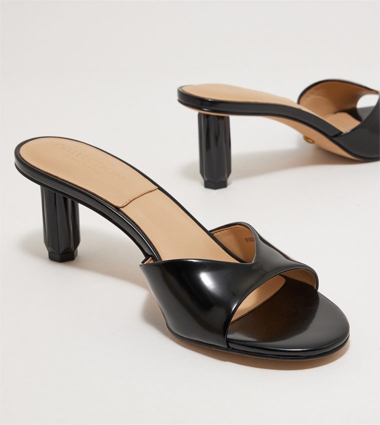 Leather Geometric Heel Sandals