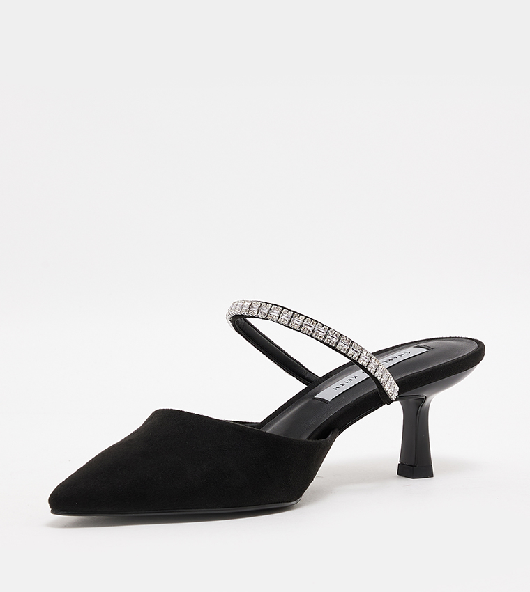 Buy Charles & Keith AMBROSIA Gem Embellished Mule Pumps In Black ...