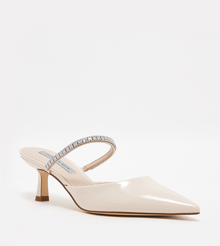 Buy Charles Keith AMBROSIA PATENT Gem Embellished Mule Pumps In Cream 6thStreet UAE