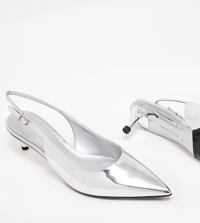 Metallic Pointed Toe Slingback Pumps