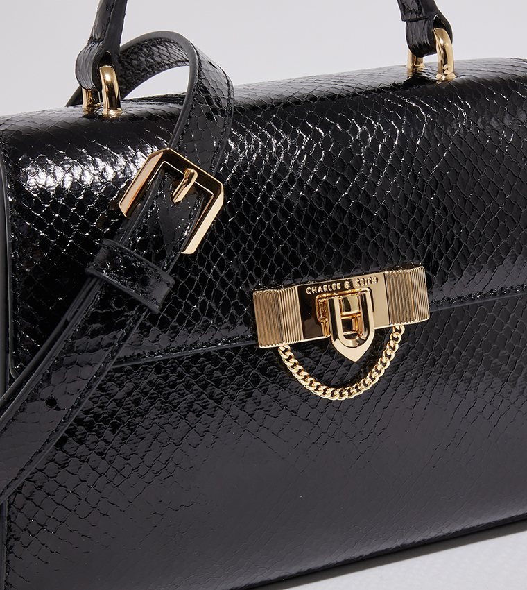 TALLULAH Snakeskin Top Handle Bag