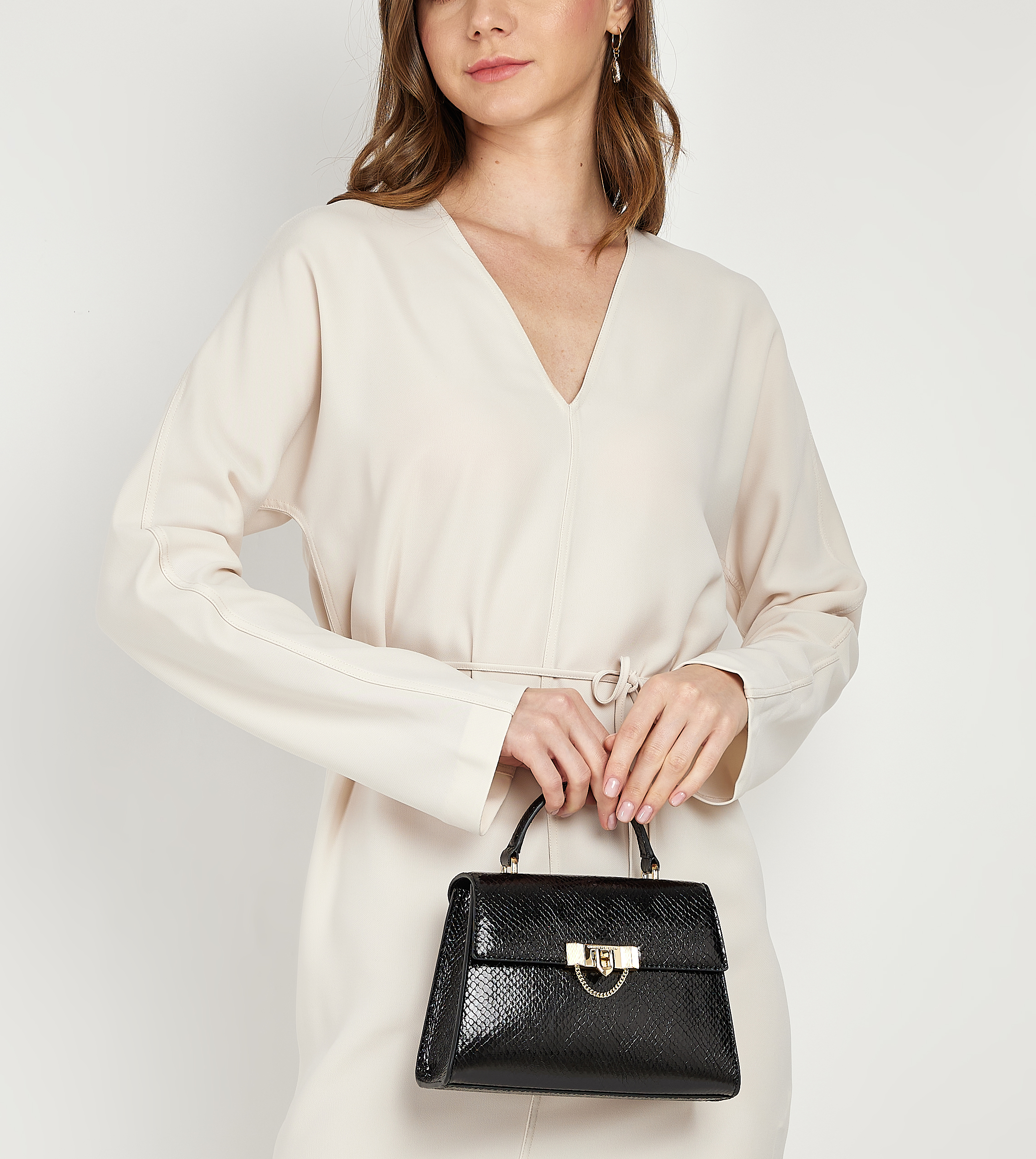 TALLULAH Snakeskin Top Handle Bag