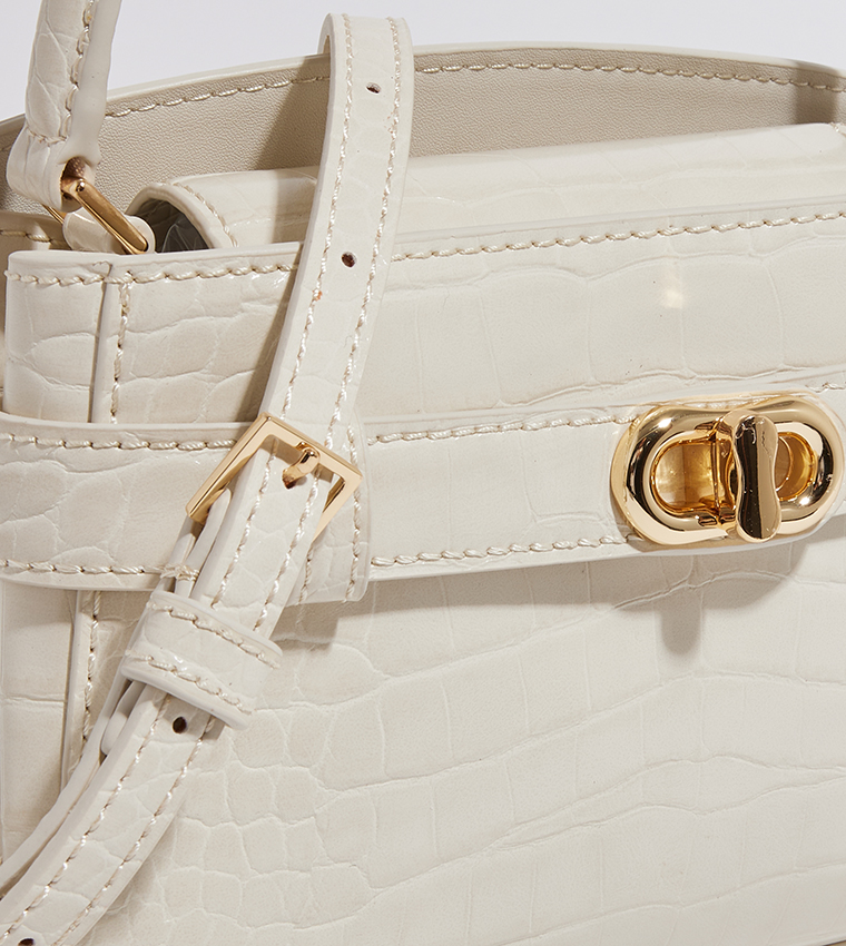 AUBRIELLE Croc Textured Satchel Bag