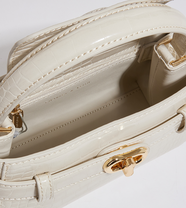 AUBRIELLE Croc Textured Satchel Bag