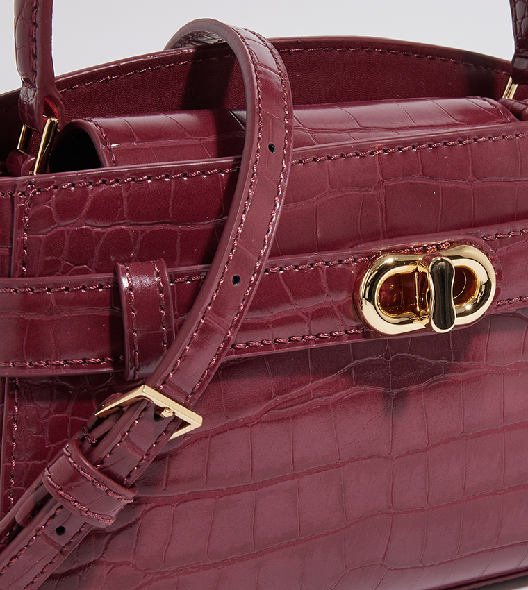 AUBRIELLE Croc Textured Satchel Bag
