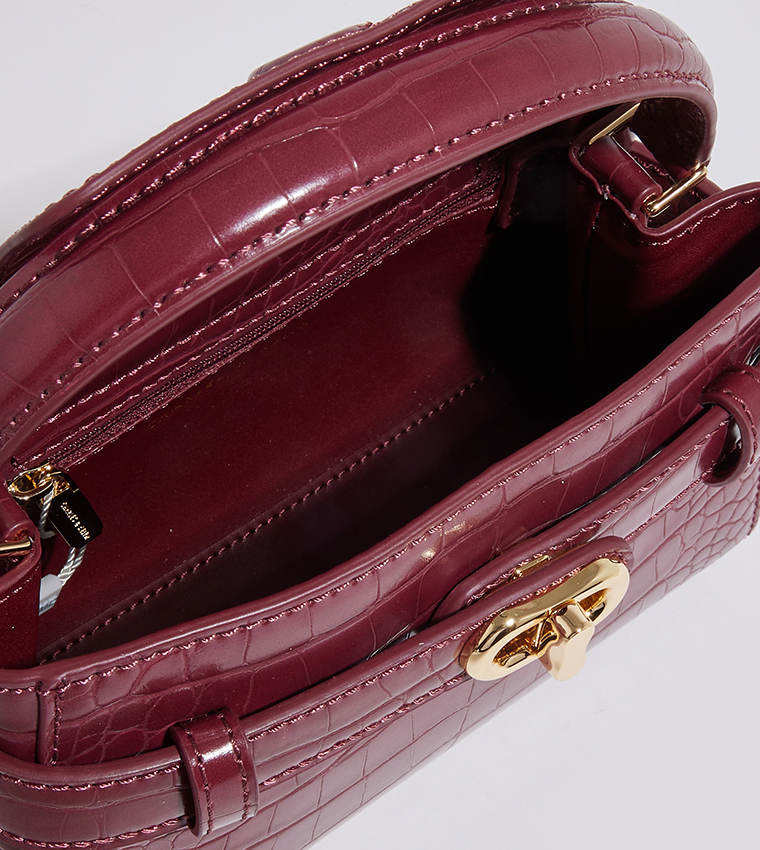 AUBRIELLE Croc Textured Satchel Bag