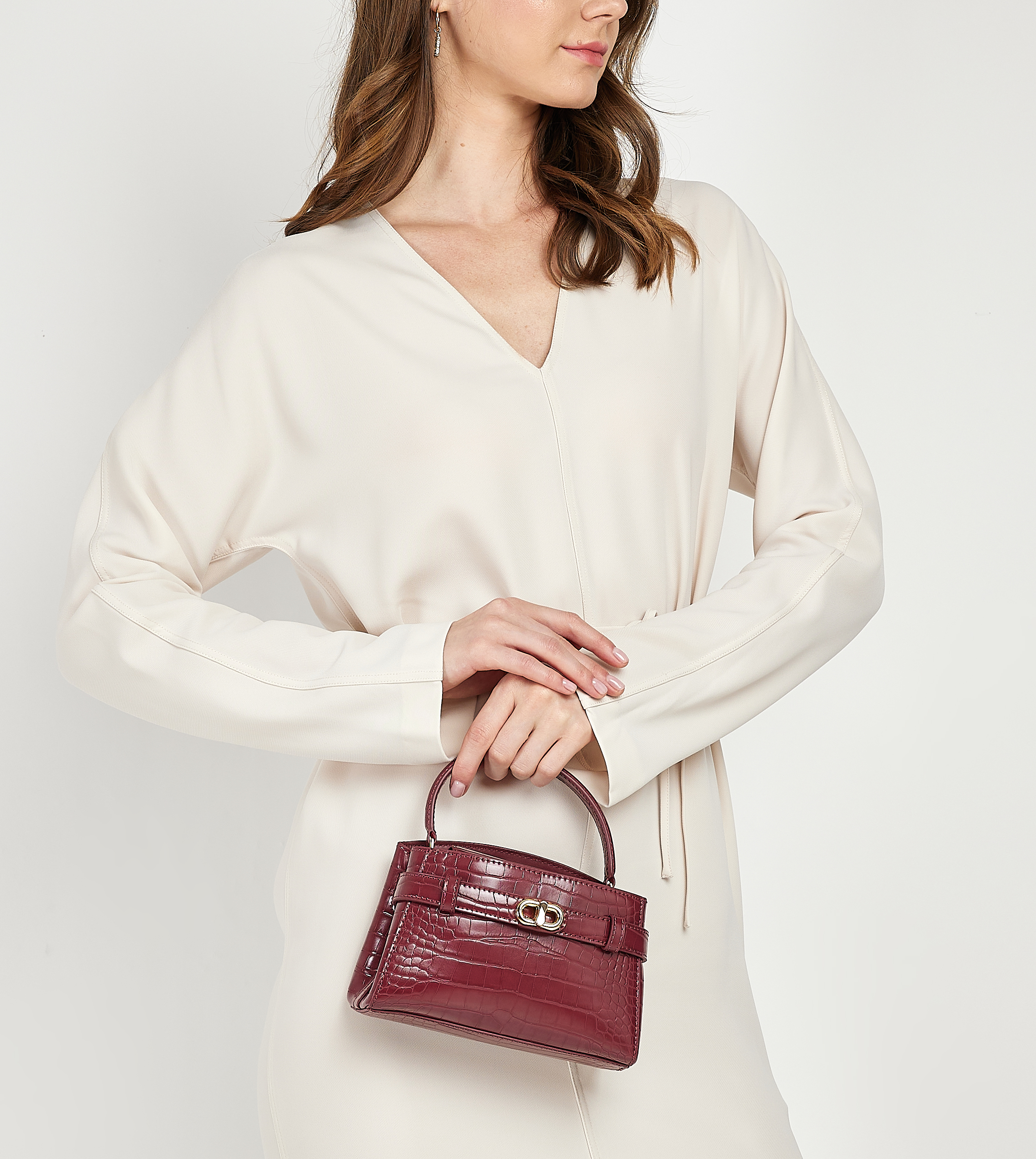 AUBRIELLE Croc Textured Satchel Bag