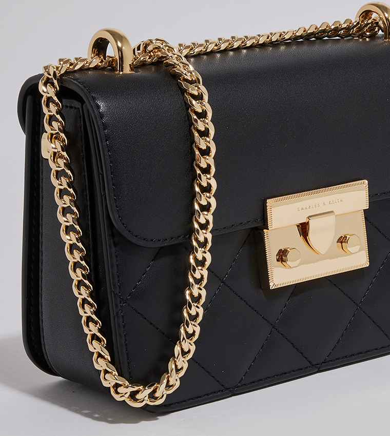 Quilted Push-Lock Crossbody Bag