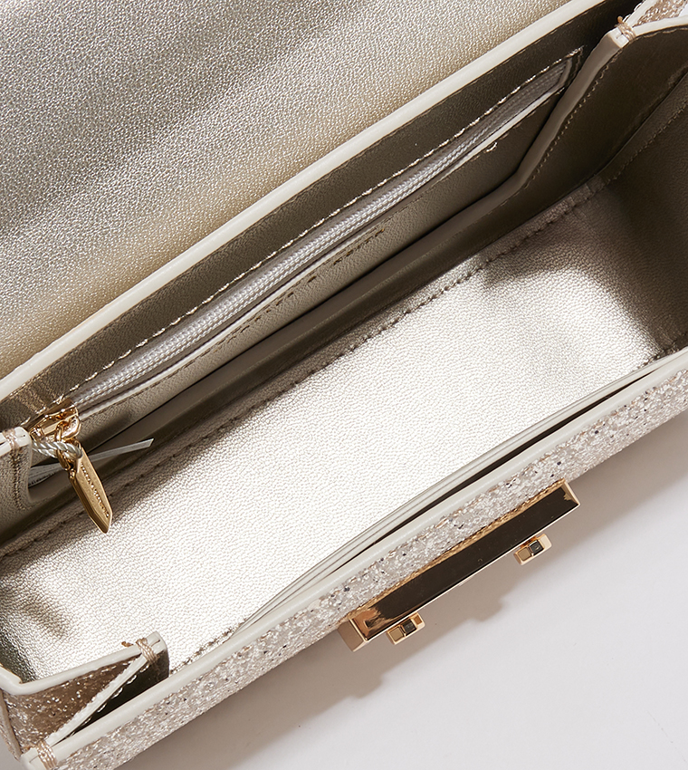 Glittered Push-Lock Crossbody Bag