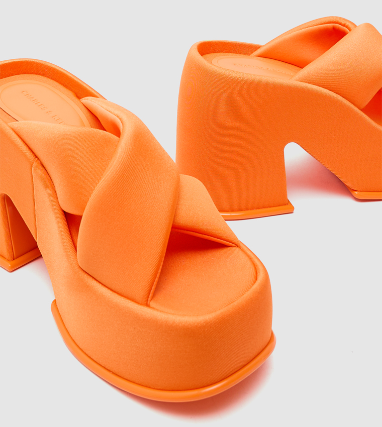 TONI Puffy-Strap Crossover Platform Heel Sandals