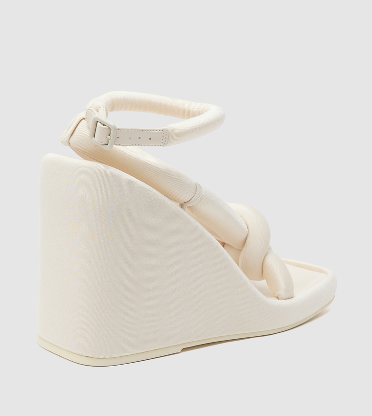 TONI Knotted Puffy-Strap Wedge Sandals