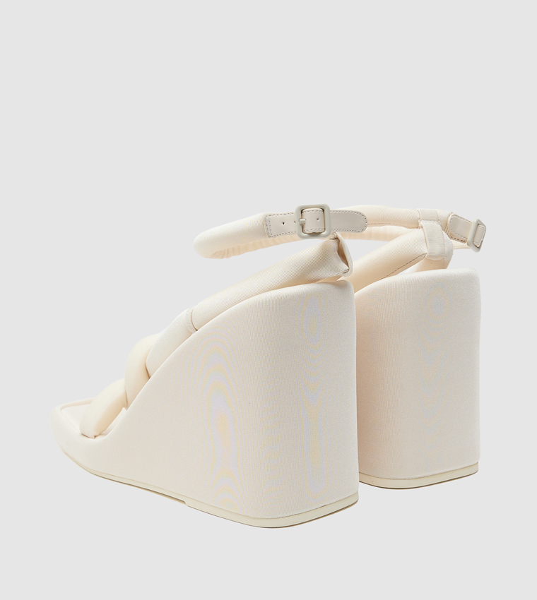 TONI Knotted Puffy-Strap Wedge Sandals